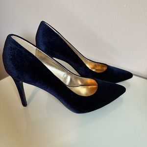 Navy Blue Velvet Heels